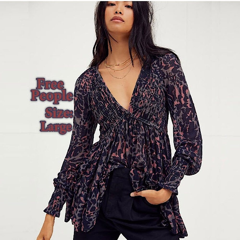 Free People Dark Romance Tunic - Dark Combo - L